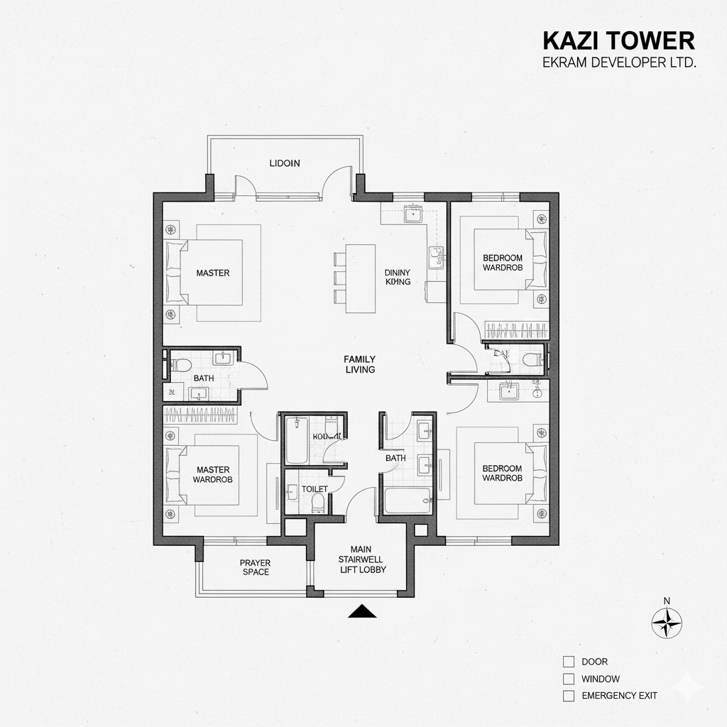 Interior living room of Kazi Tower apartment